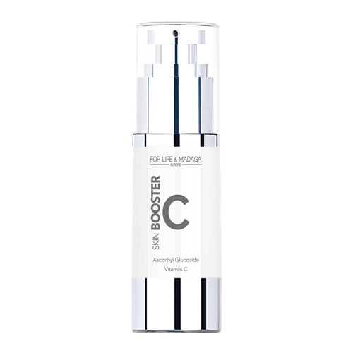 SKIN BOOSTER VITAMIN C – فيتامين C للبشرة مصل خفيف مكون من فيتامين C ومضادات أكسدة لتفتيح البشرة وتقليل الخطوط الدقيقة للبشرة.